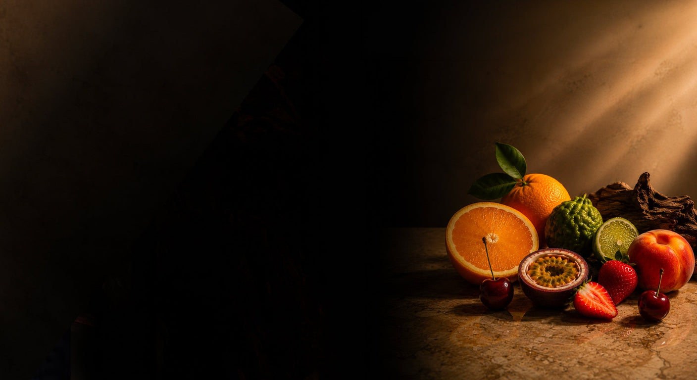 Flacon de parfum fruité et boisé sur fond sombre, illustration de l'article sur les parfums qui ressemblent à Aventus de Creed