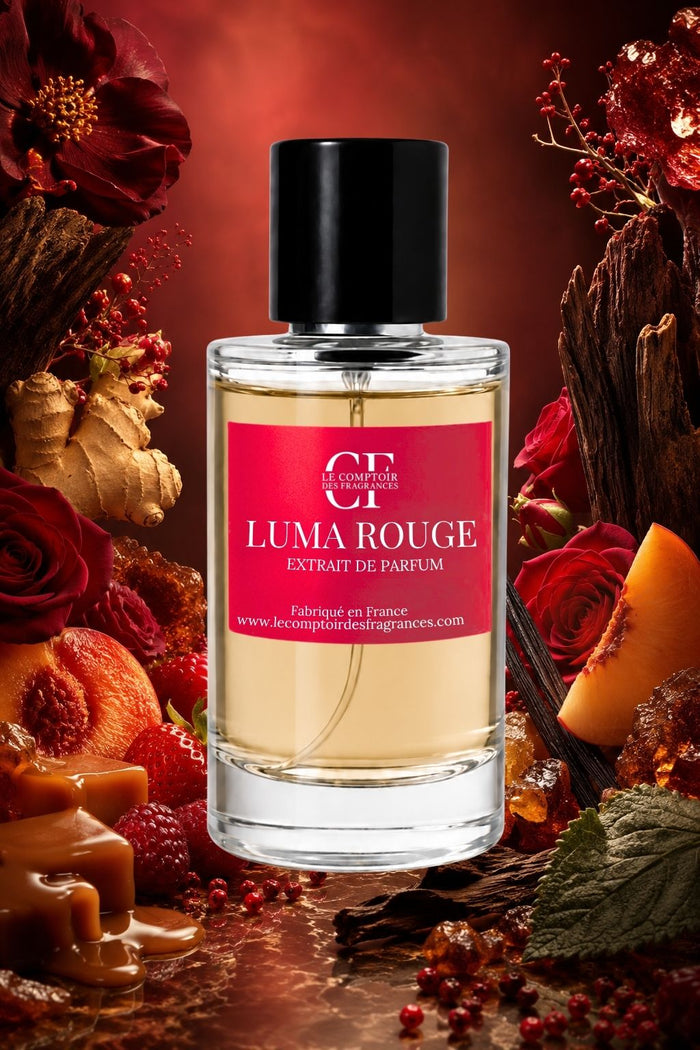 Parfum d'inspiration Mula mula Rouge de Byron - flacon Luma Rouge Le Comptoir des Fragrances